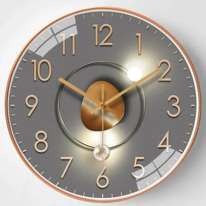 Modern Round Wall Clock with Silent Movement and Decorative Dial
