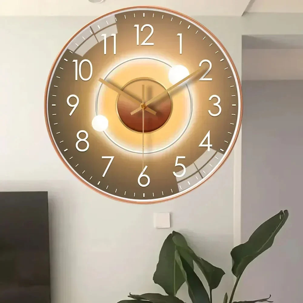 Modern Round Wall Clock with Silent Movement and Decorative Dial