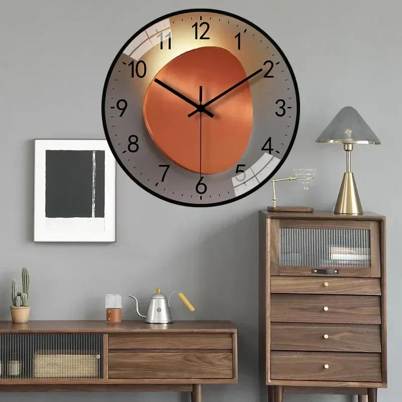 Modern Round Wall Clock with Silent Movement and Decorative Dial