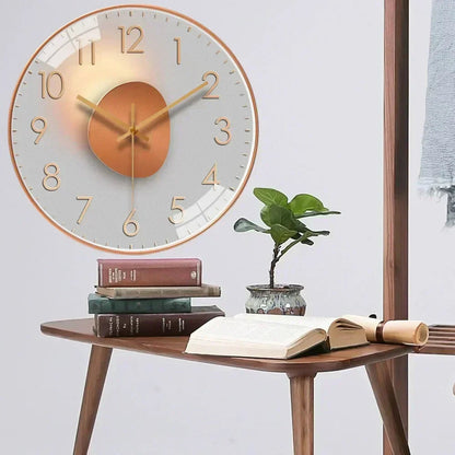 Modern Round Wall Clock with Silent Movement and Decorative Dial