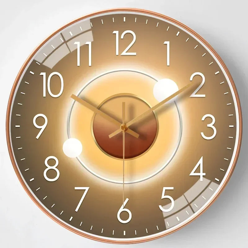 Modern Round Wall Clock with Silent Movement and Decorative Dial