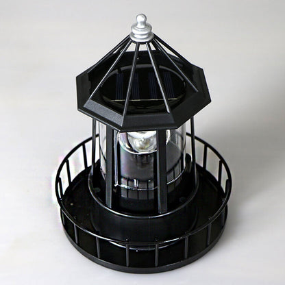 Modern Solar Garden Lighthouse Lamp with Rotating LED Light