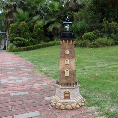 Modern Solar Garden Lighthouse Lamp with Rotating LED Light