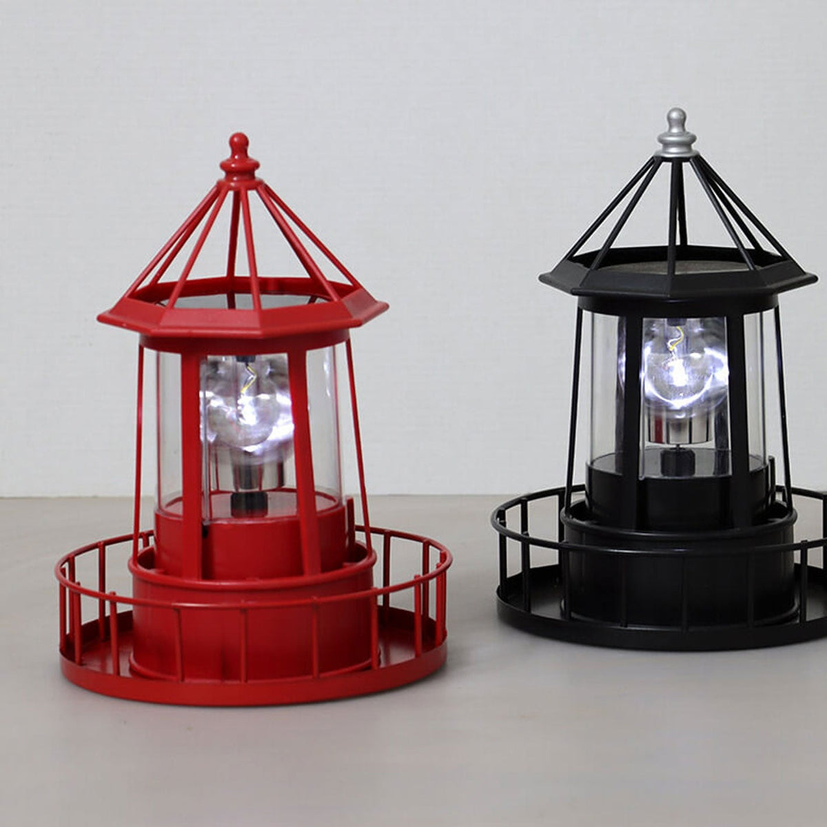 Modern Solar Garden Lighthouse Lamp with Rotating LED Light