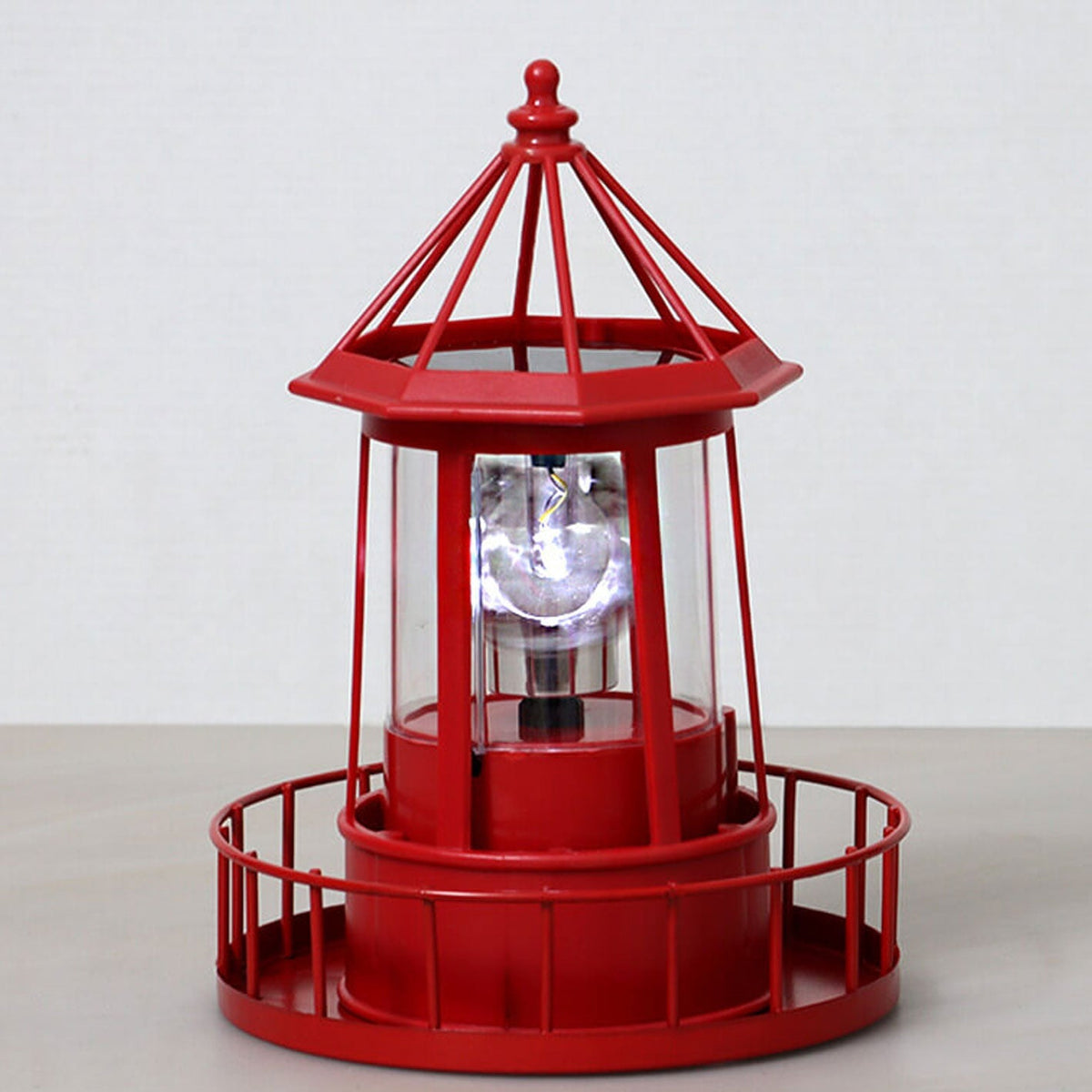 Modern Solar Garden Lighthouse Lamp with Rotating LED Light