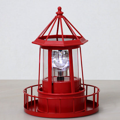 Modern Solar Garden Lighthouse Lamp with Rotating LED Light