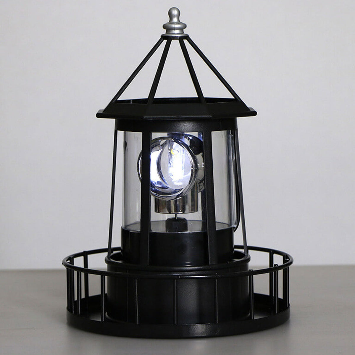 Modern Solar Garden Lighthouse Lamp with Rotating LED Light