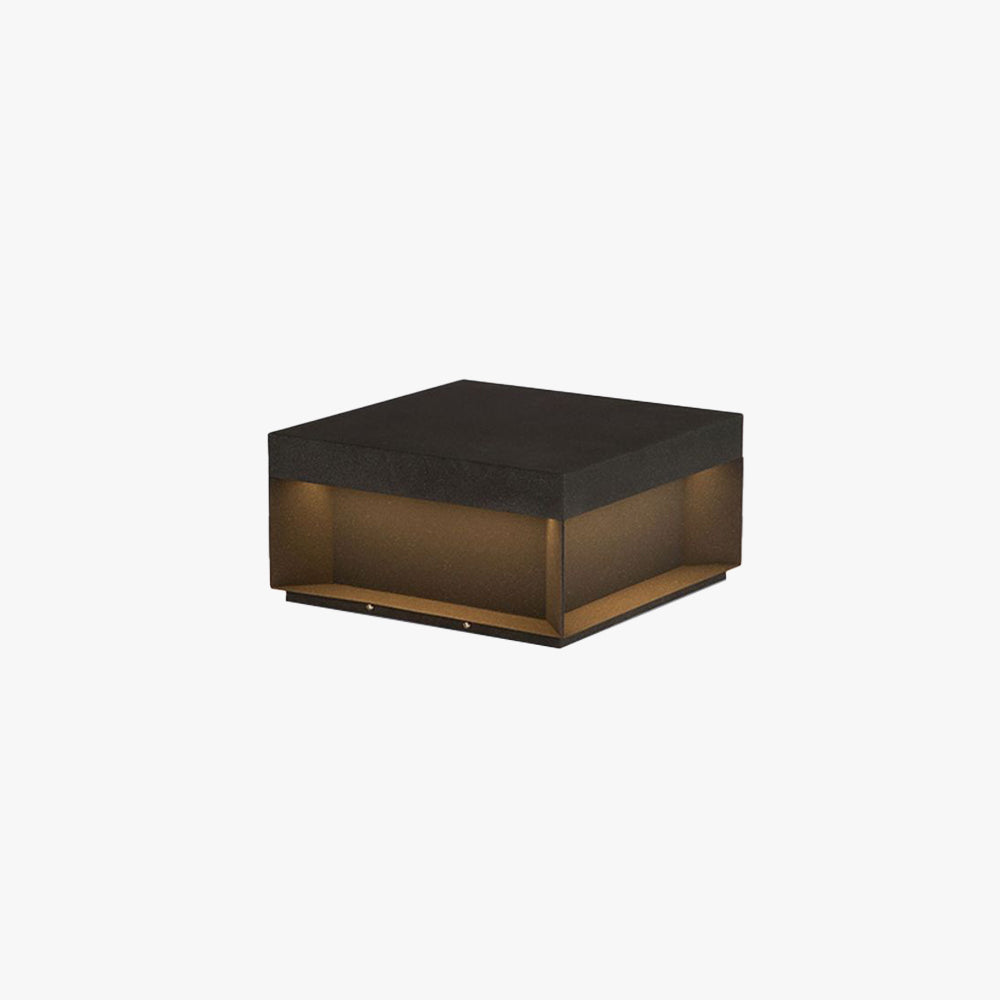 Modern Solar Outdoor Post Light with Square Black Box Shape
