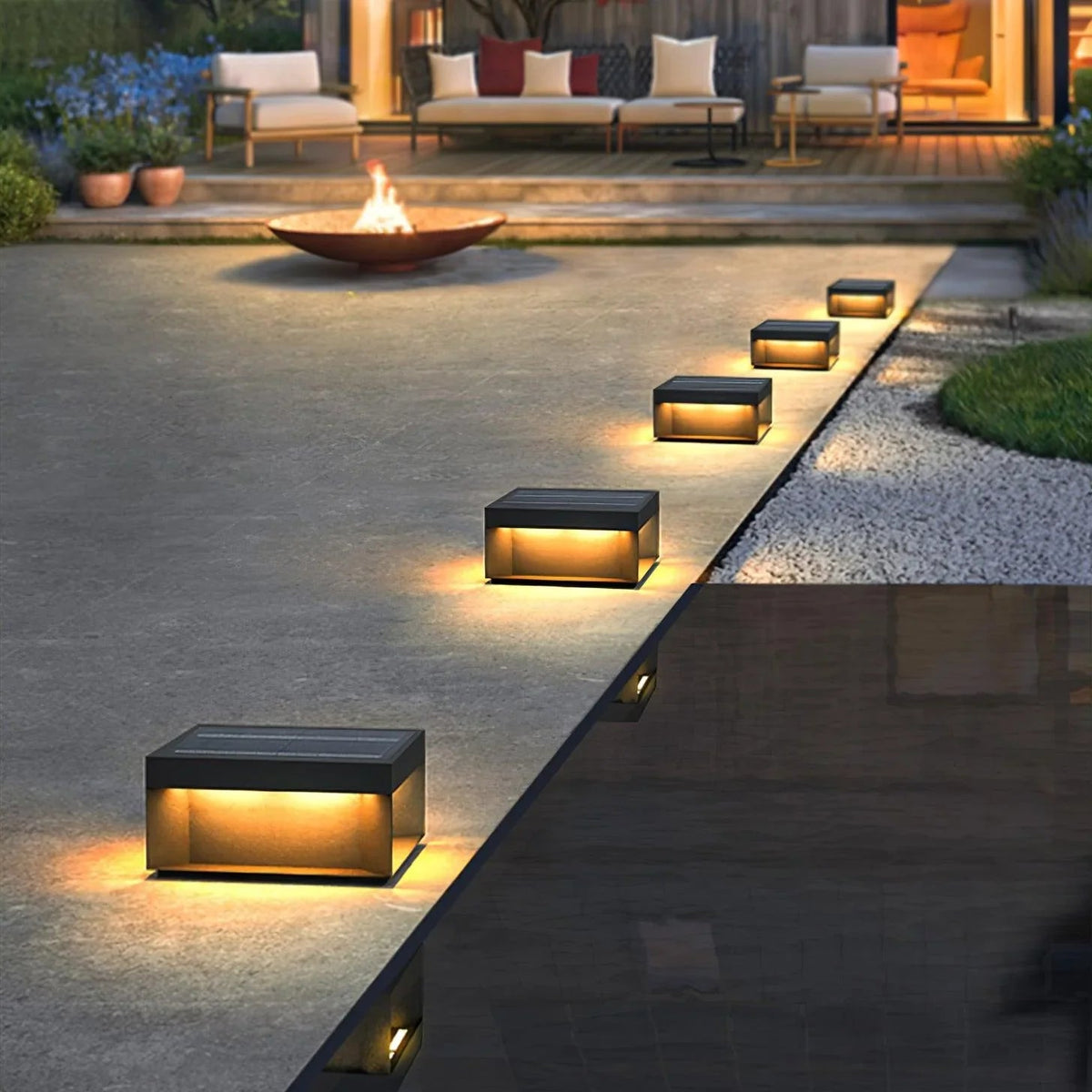 Modern Solar Outdoor Post Light with Square Black Box Shape