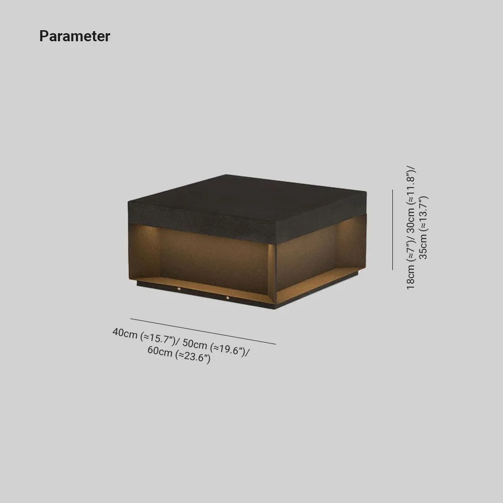 Modern Solar Outdoor Post Light with Square Black Box Shape