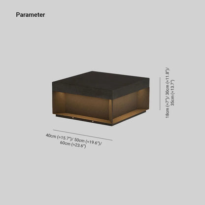 Modern Solar Outdoor Post Light with Square Black Box Shape