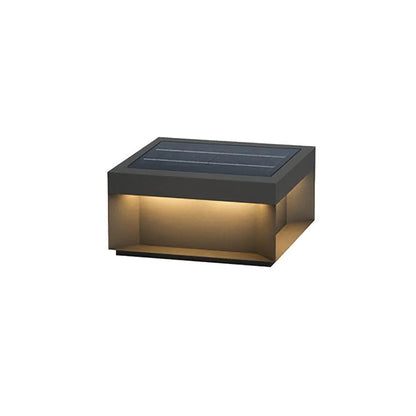 Modern Solar Outdoor Post Light with Square Black Box Shape