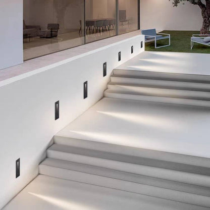 Modern Square Recessed Step Light with Glass Shade for Outdoor Stairs and Pathways