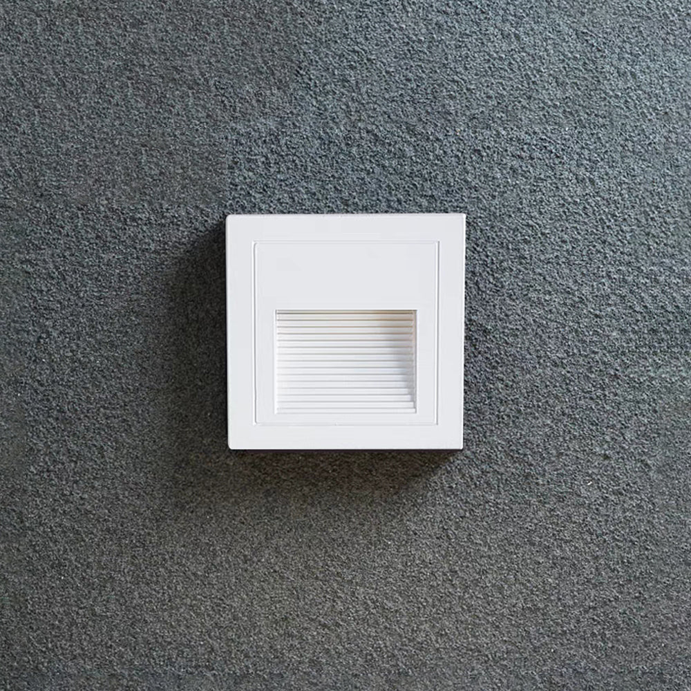 Modern Square Recessed Step Light with Glass Shade for Outdoor Stairs and Pathways