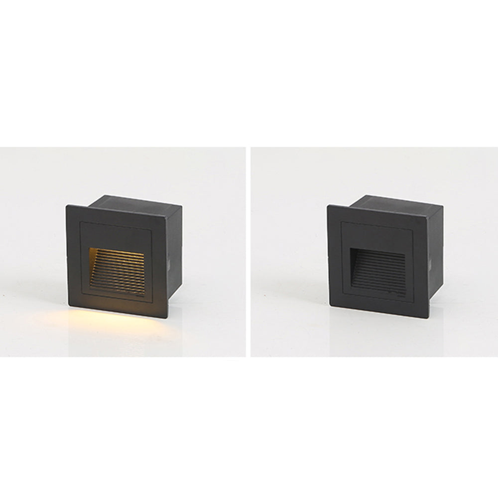 Modern Square Recessed Step Light with Glass Shade for Outdoor Stairs and Pathways