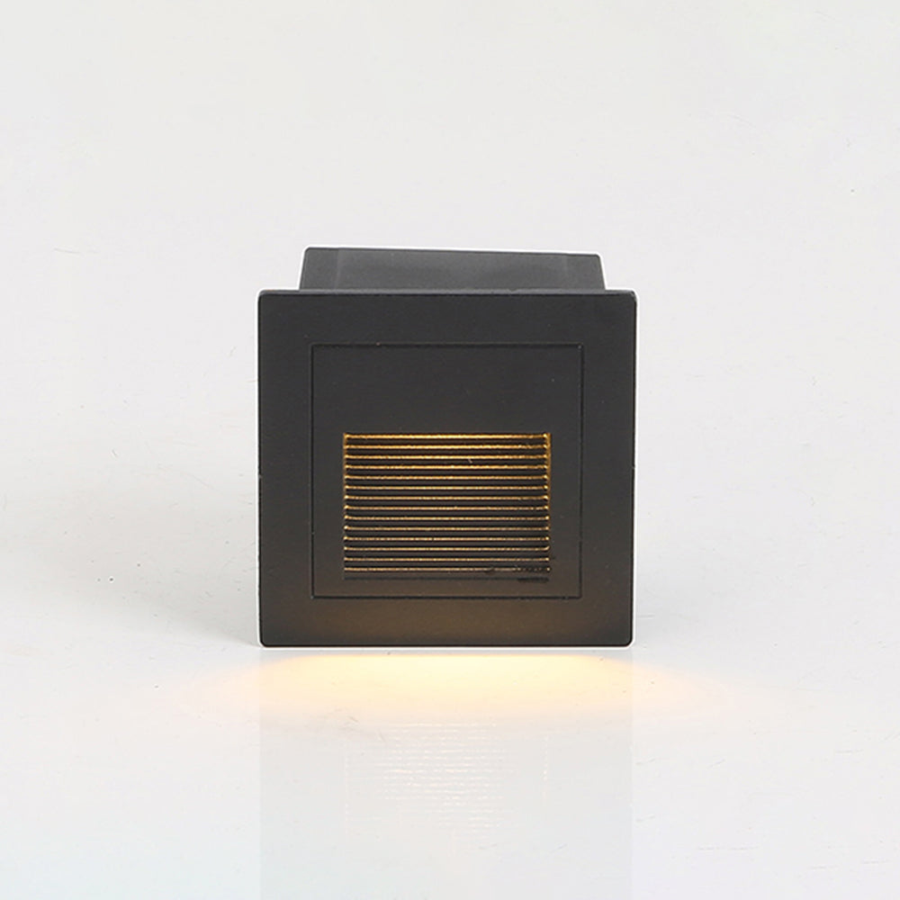 Modern Square Recessed Step Light with Glass Shade for Outdoor Stairs and Pathways
