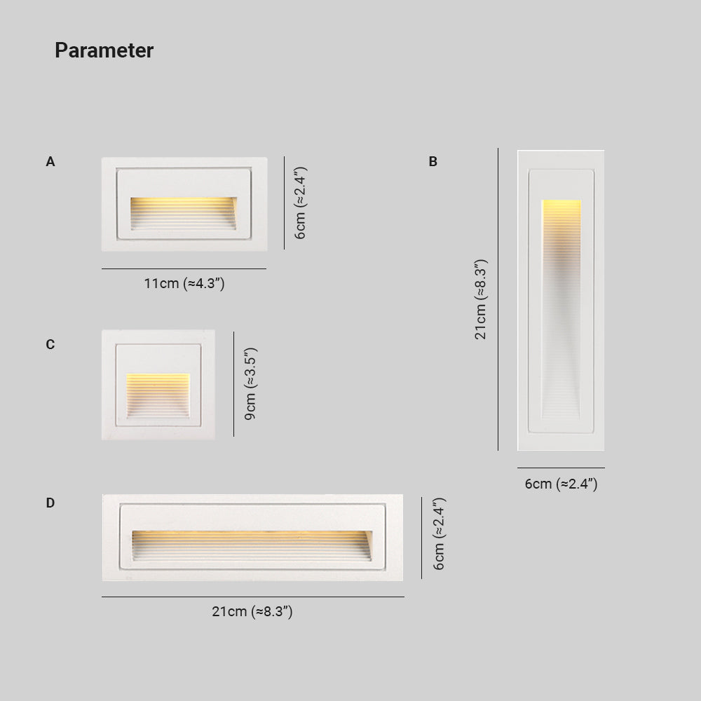 Modern Square Recessed Step Light with Glass Shade for Outdoor Stairs and Pathways