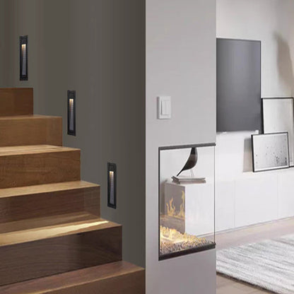Modern Square Recessed Step Light with Glass Shade for Outdoor Stairs and Pathways