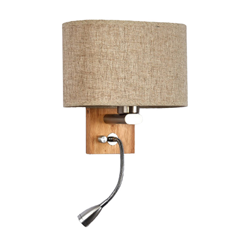 Modern Wall Lamp with Oval Fabric Shade and Reading Spotlight
