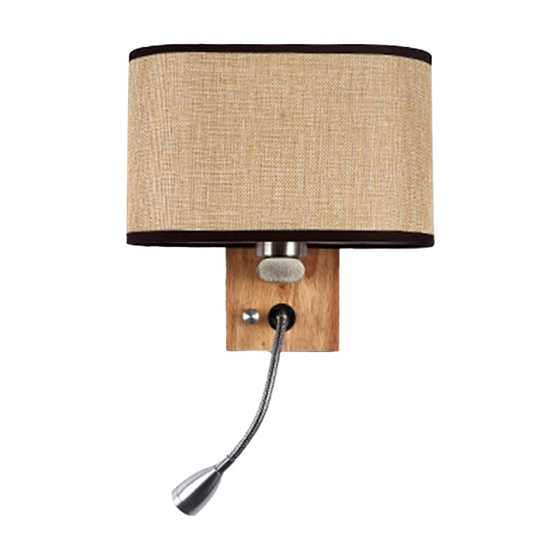 Modern Wall Lamp with Oval Fabric Shade and Reading Spotlight