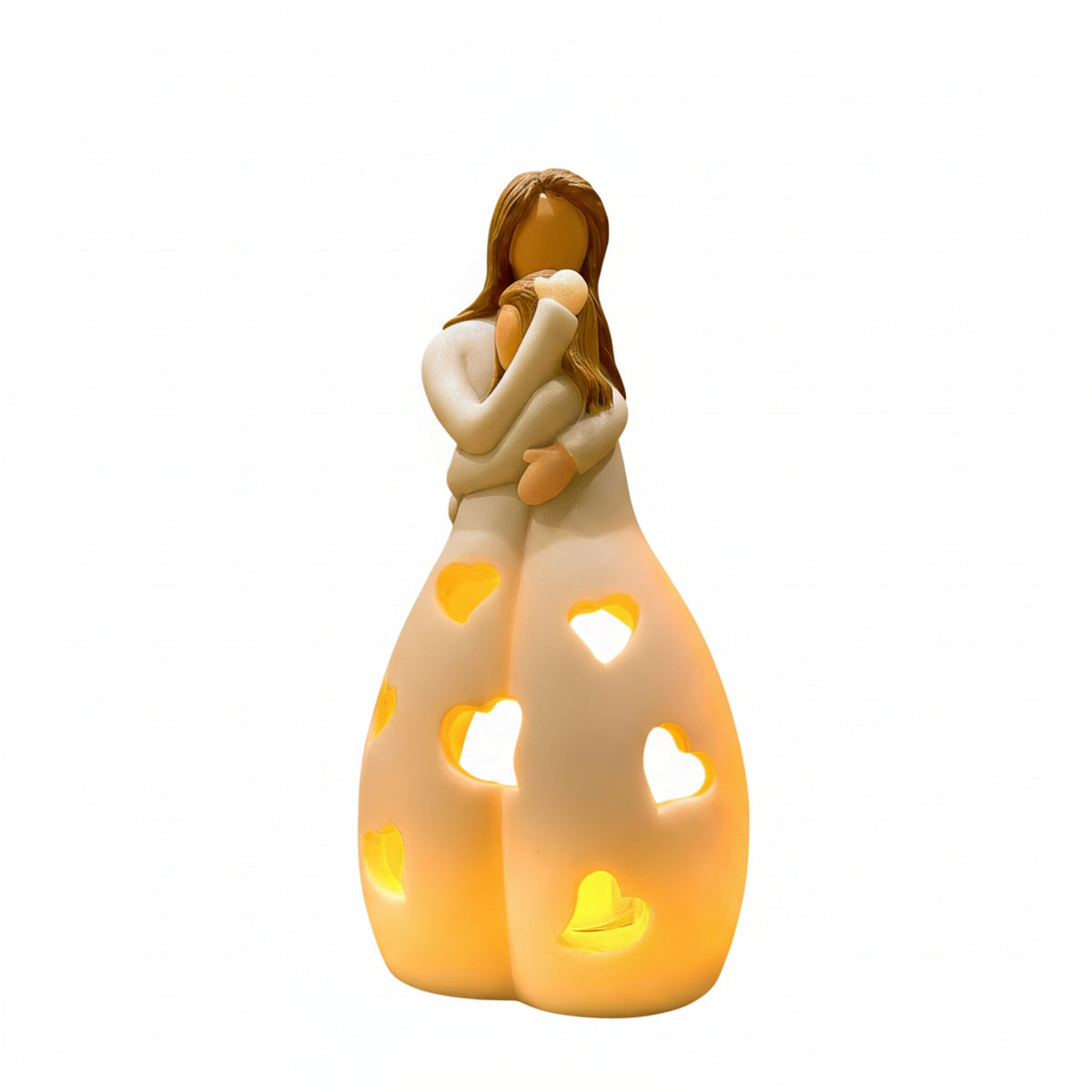 Mother and Daughter Figurine Tealight Holder with Cut-Outs