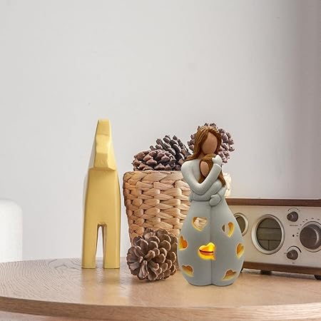 Mother and Daughter Figurine Tealight Holder with Cut-Outs