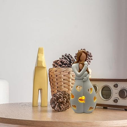 Mother and Daughter Figurine Tealight Holder with Cut-Outs