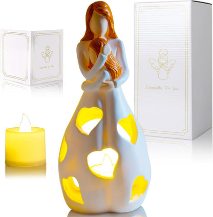 Mother and Daughter Figurine Tealight Holder with Cut-Outs