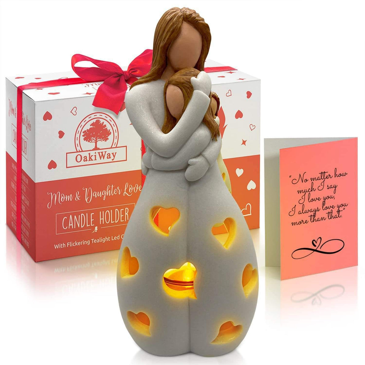 Mother and Daughter Figurine Tealight Holder with Cut-Outs