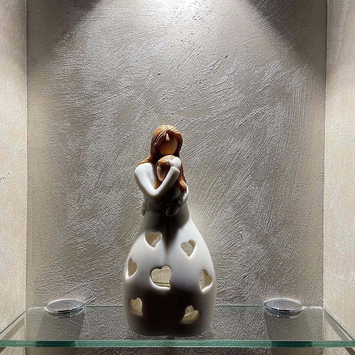 Mother and Daughter Figurine Tealight Holder with Cut-Outs