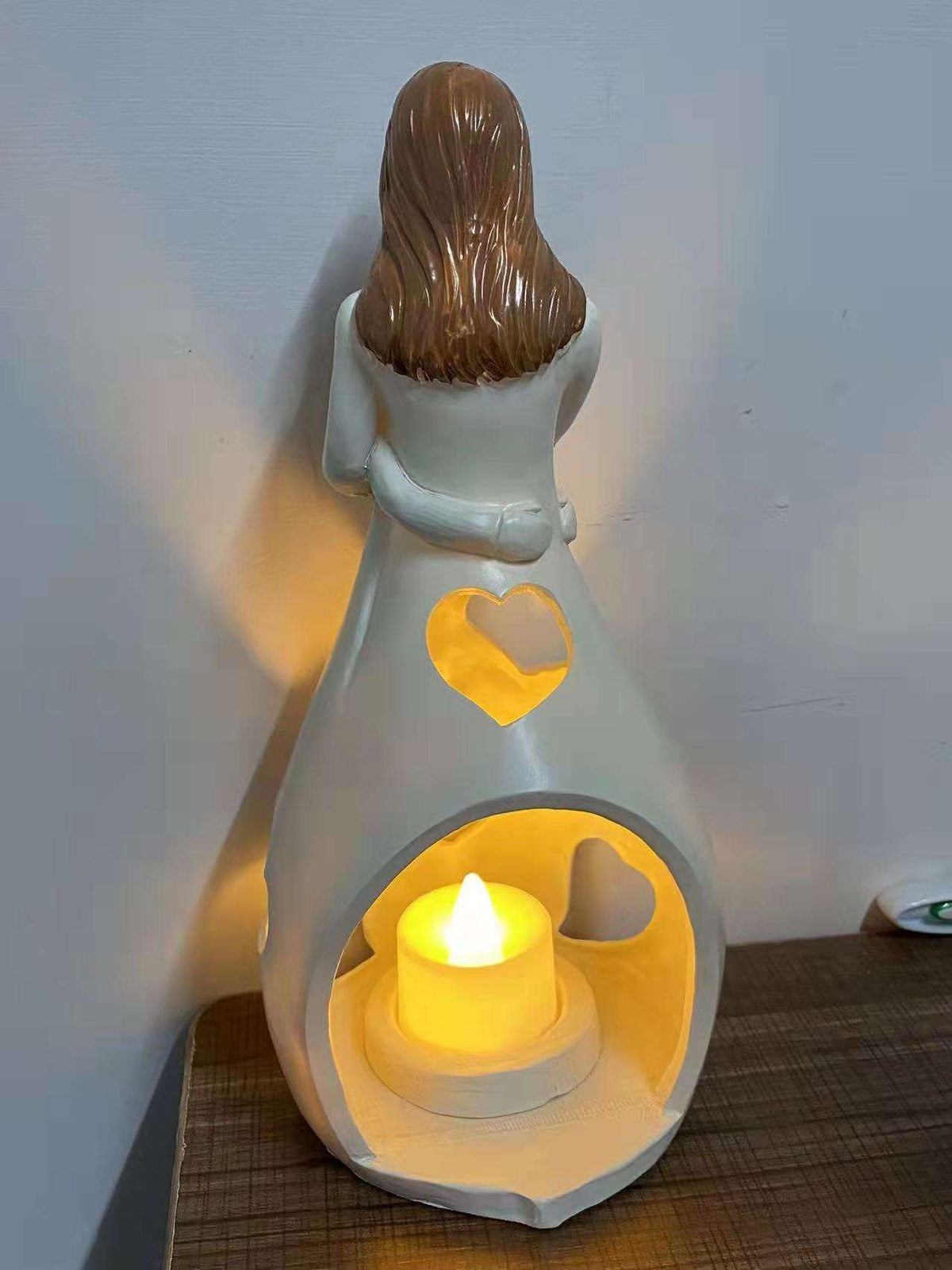 Mother and Daughter Figurine Tealight Holder with Cut-Outs