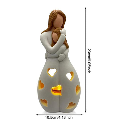 Mother and Daughter Figurine Tealight Holder with Cut-Outs