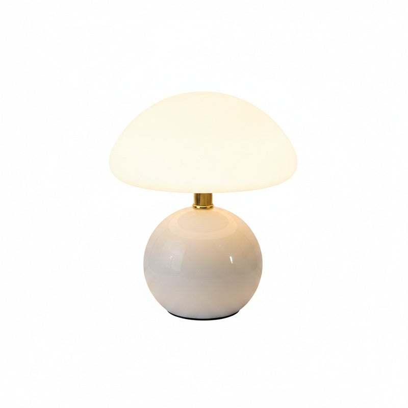 Mushroom Table Lamp Retro with Round Ball Base and Three-Color LED