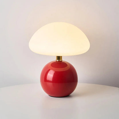 Mushroom Table Lamp Retro with Round Ball Base and Three-Color LED
