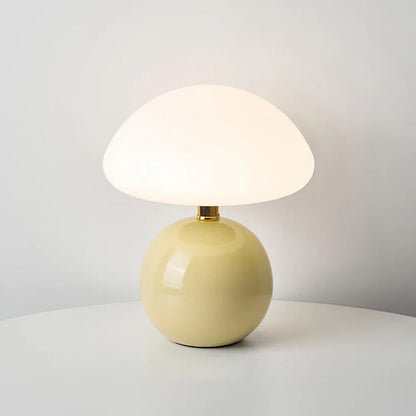 Mushroom Table Lamp Retro with Round Ball Base and Three-Color LED