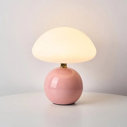 Mushroom Table Lamp Retro with Round Ball Base and Three-Color LED