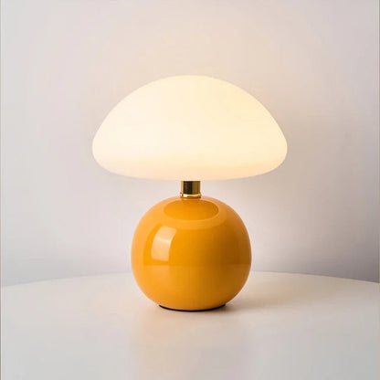 Mushroom Table Lamp Retro with Round Ball Base and Three-Color LED