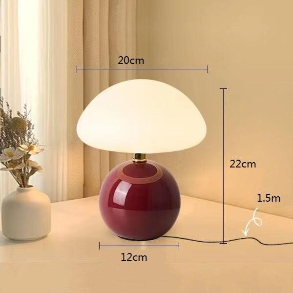 Mushroom Table Lamp Retro with Round Ball Base and Three-Color LED