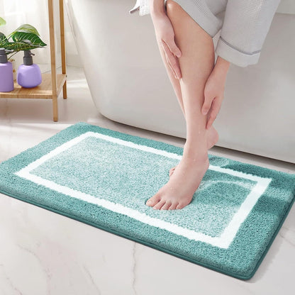 Non-Slip Bath Mat Absorbent with Border Design and Machine Washable