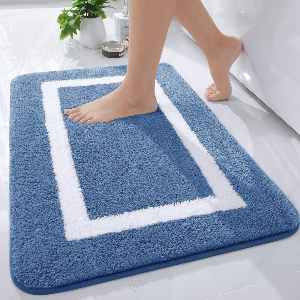 Non-Slip Bath Mat Absorbent with Border Design and Machine Washable