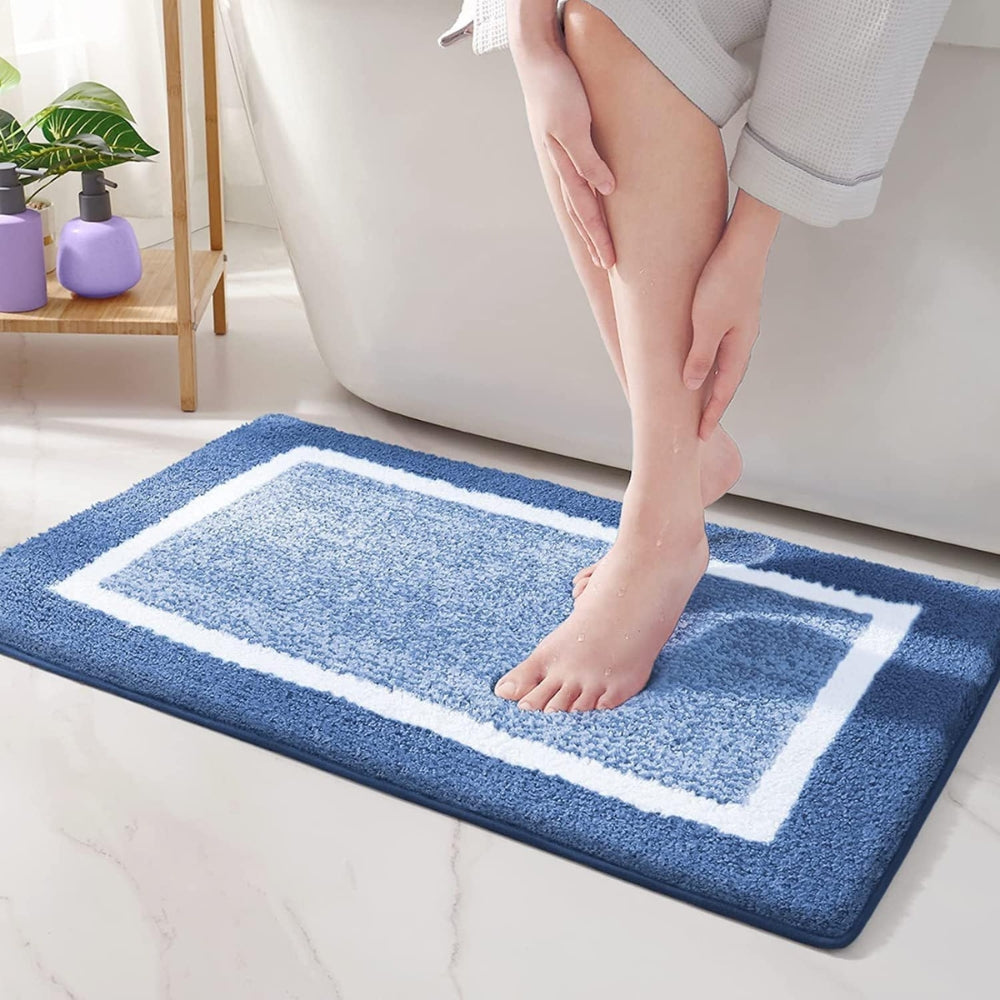 Non-Slip Bath Mat Absorbent with Border Design and Machine Washable