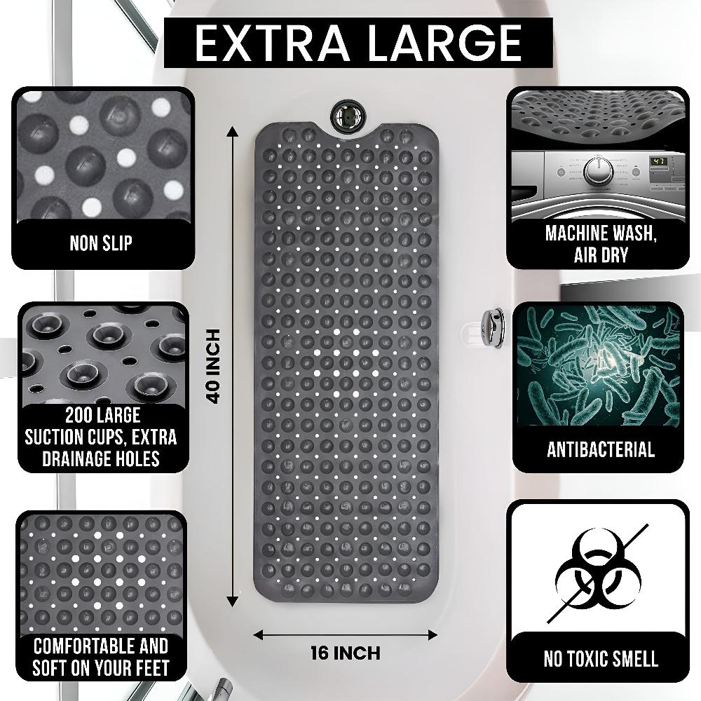 Non-Slip Bathtub Mat with Suction Cups and Drain Holes