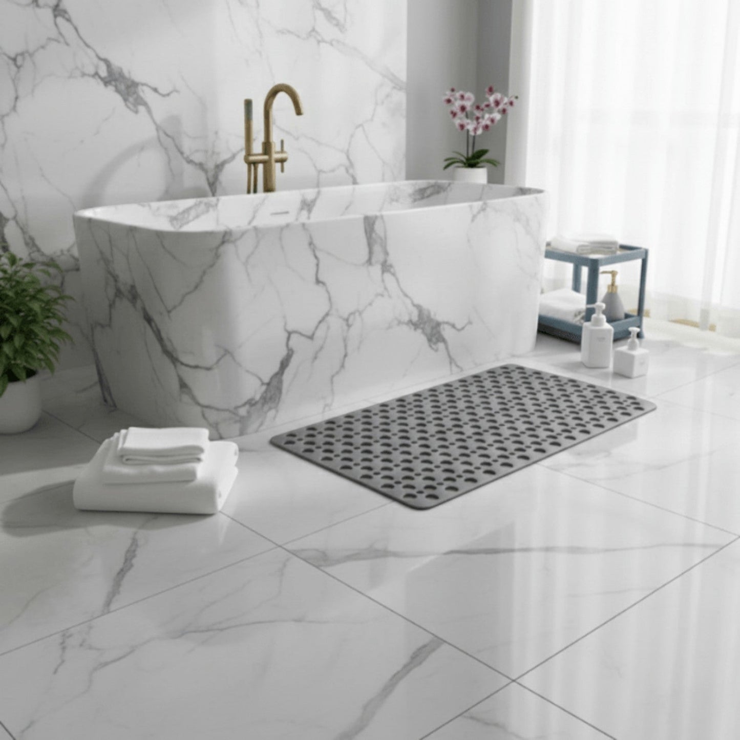 Non-Slip Shower Mat with Drain Holes for Shower and Bath