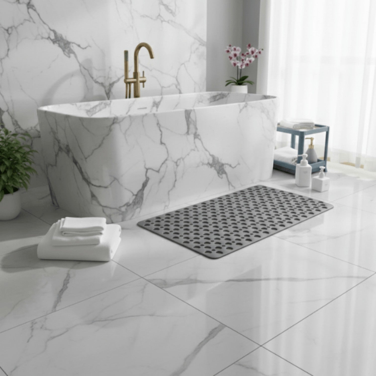 Non-Slip Shower Mat with Drain Holes for Shower and Bath