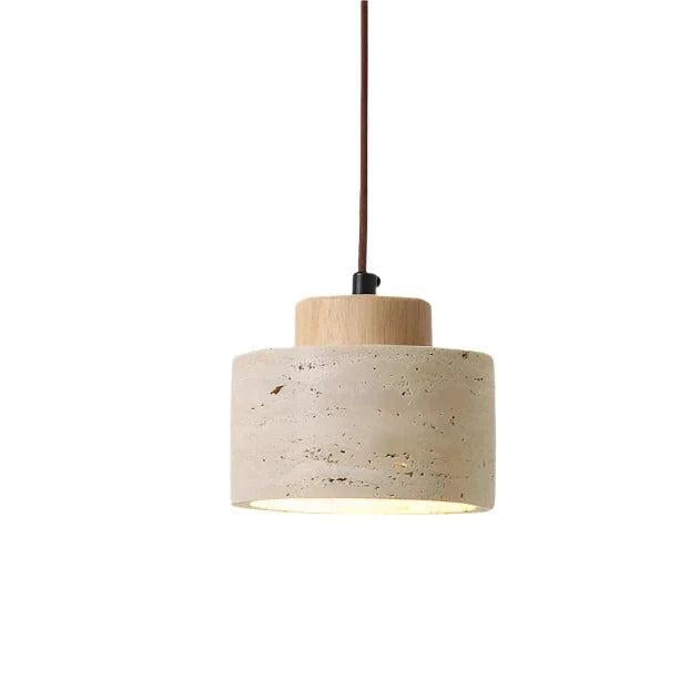 Nordic Minimalist Pendant Lamp with Travertine Shade and Cord Pendant