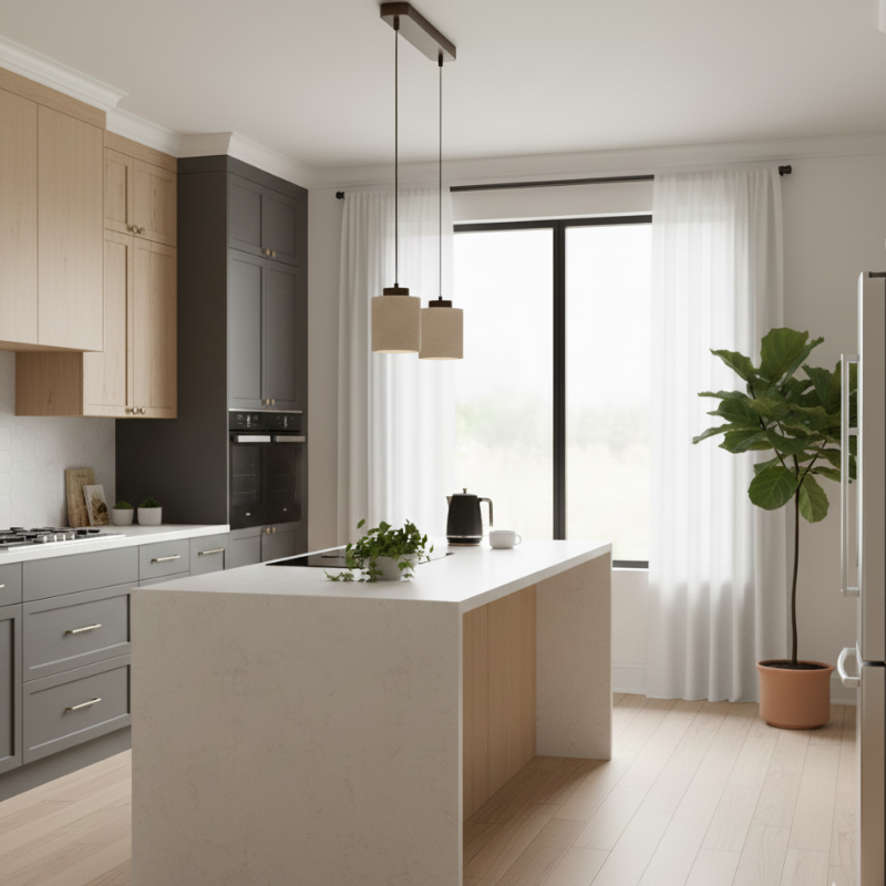 Nordic Minimalist Pendant Lamp with Travertine Shade and Cord Pendant
