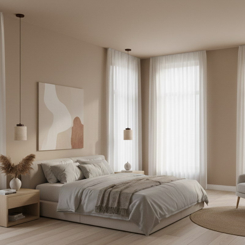 Nordic Minimalist Pendant Lamp with Travertine Shade and Cord Pendant