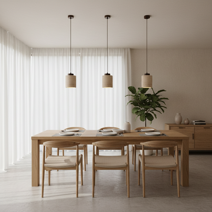 Nordic Minimalist Pendant Lamp with Travertine Shade and Cord Pendant