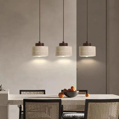 Nordic Minimalist Pendant Lamp with Travertine Shade and Cord Pendant