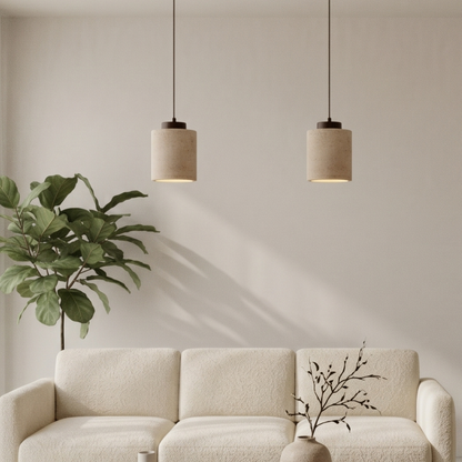 Nordic Minimalist Pendant Lamp with Travertine Shade and Cord Pendant